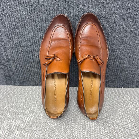 Beckett Simonon Bernard Tassel Loafers Brown Tan Leather Oxfords Mens 10